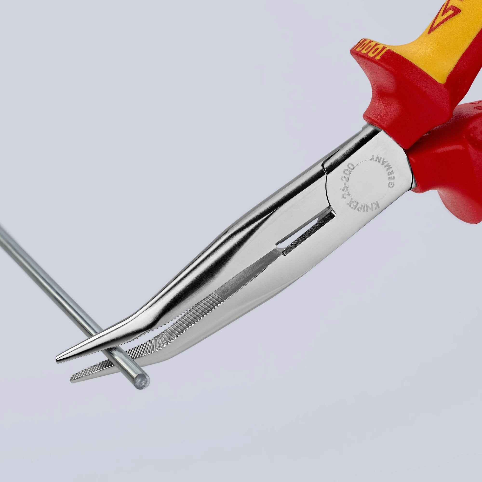 Knipex 26 26 200 8" Long Nose 40 Angled Pliers with Cutter-1000V Insulated