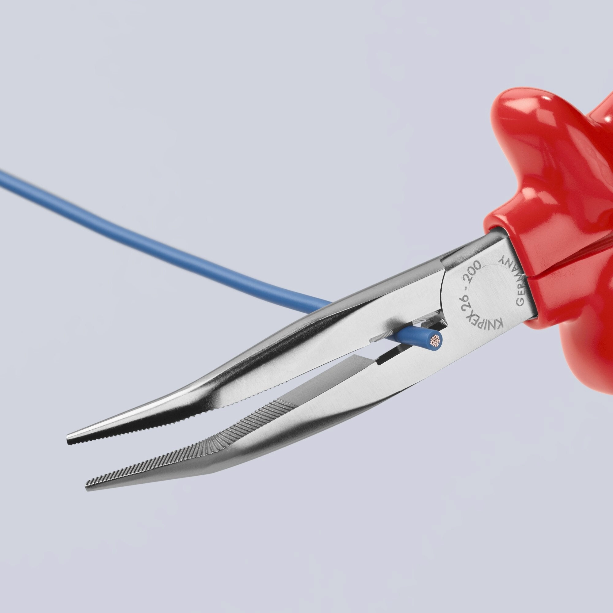 Knipex 26 27 200 8" Long Nose 40 Angled Pliers with Cutter-1000V Insulated
