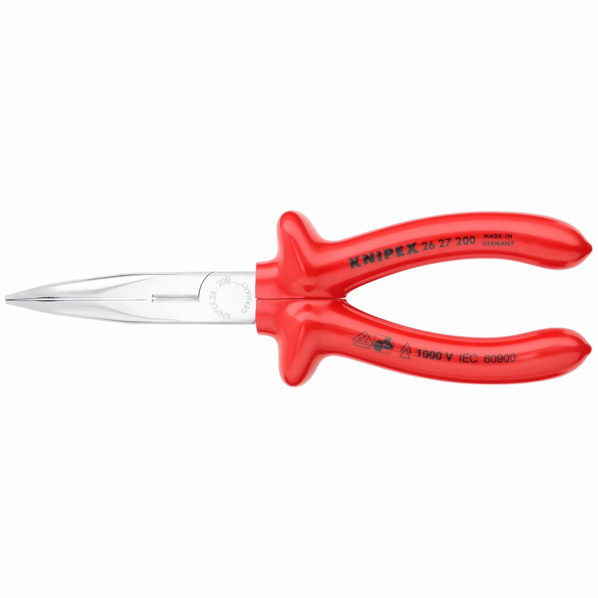 Knipex 26 27 200 8" Long Nose 40 Angled Pliers with Cutter-1000V Insulated