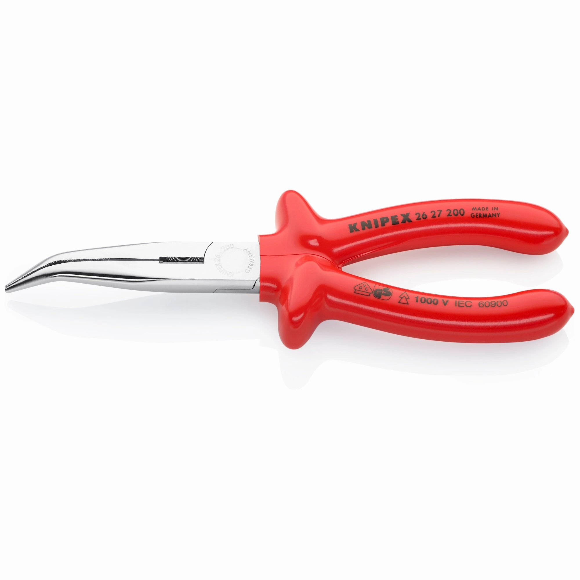 Knipex 26 27 200 8" Long Nose 40 Angled Pliers with Cutter-1000V Insulated