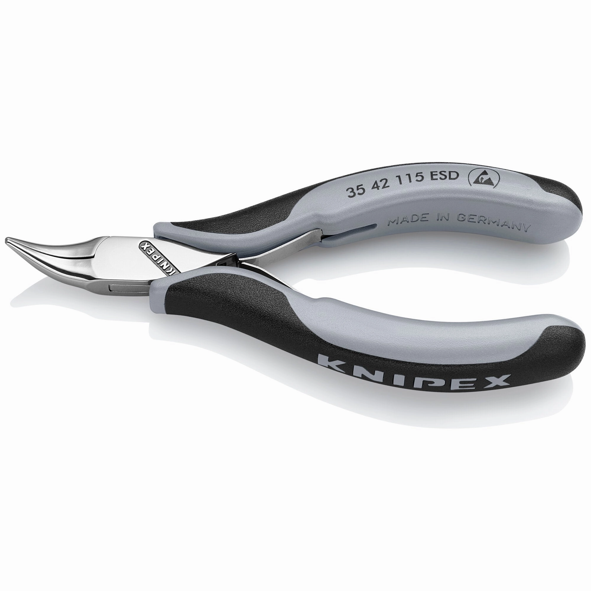 Knipex 35 42 115 ESD 4 1/2" Electronics 45 Angled Pliers-Half Round Tips, ESD Handles