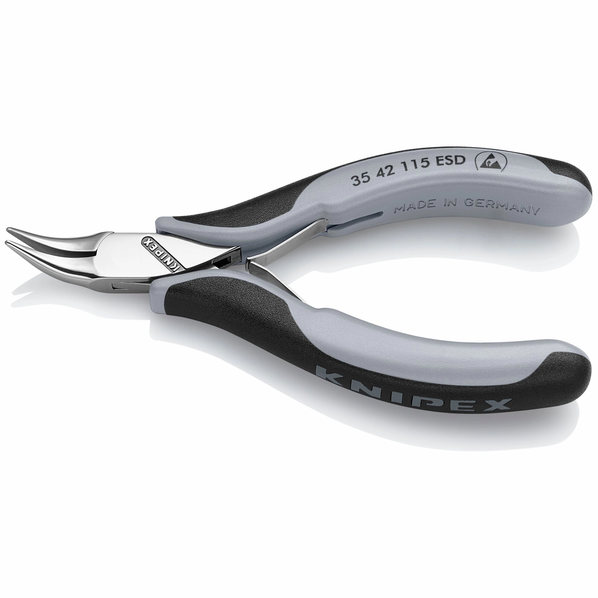 Knipex 35 42 115 ESD 4 1/2" Electronics 45 Angled Pliers-Half Round Tips, ESD Handles