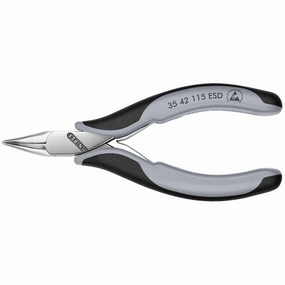Knipex 35 42 115 ESD 4 1/2" Electronics 45 Angled Pliers-Half Round Tips, ESD Handles