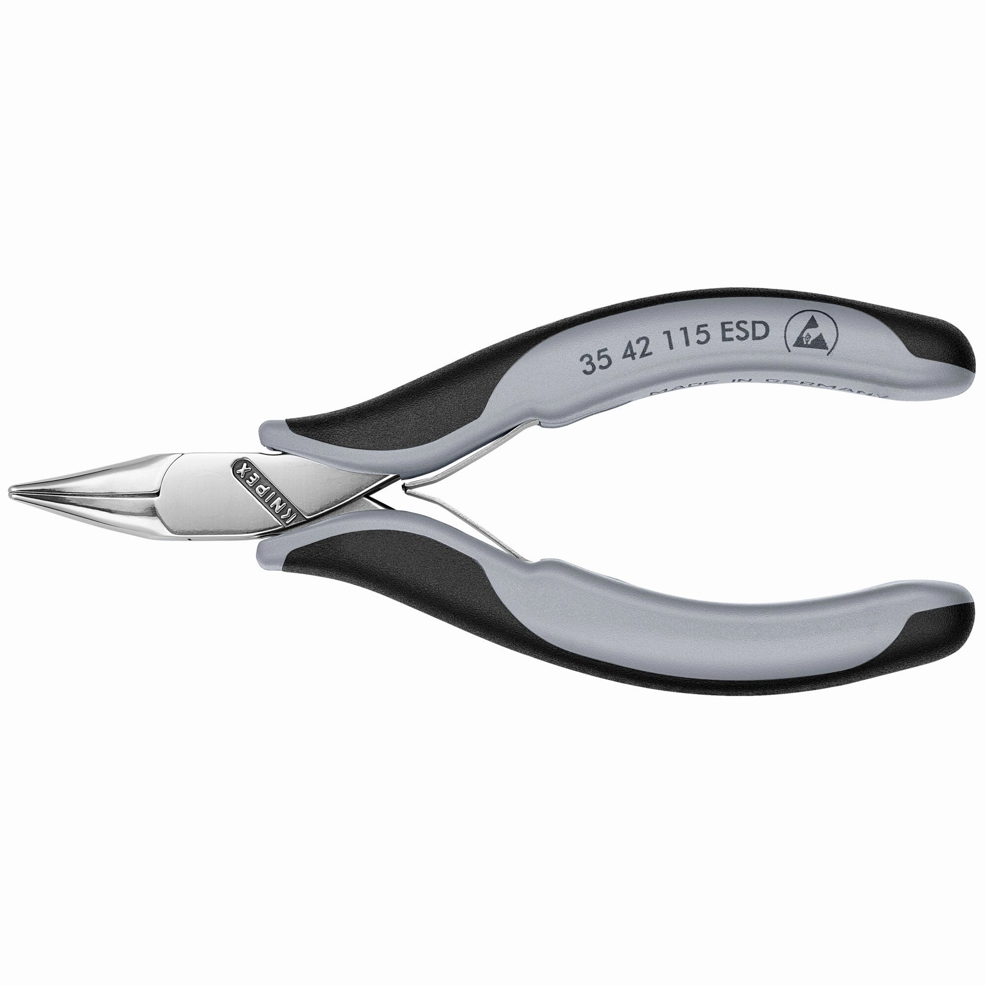 Knipex 35 42 115 ESD 4 1/2" Electronics 45 Angled Pliers-Half Round Tips, ESD Handles