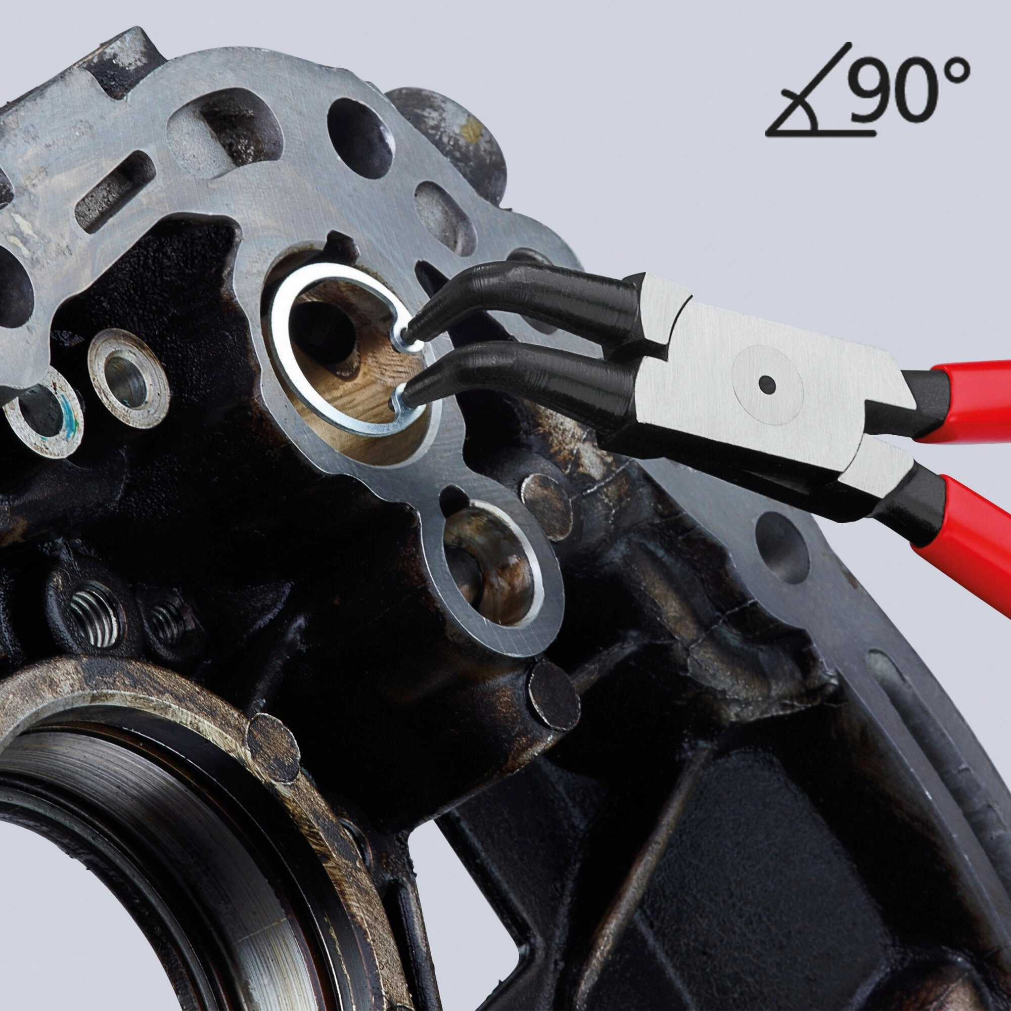 Knipex 44 21 J21 6 3/4" Internal 90 Angled Snap Ring Pliers-Forged Tips