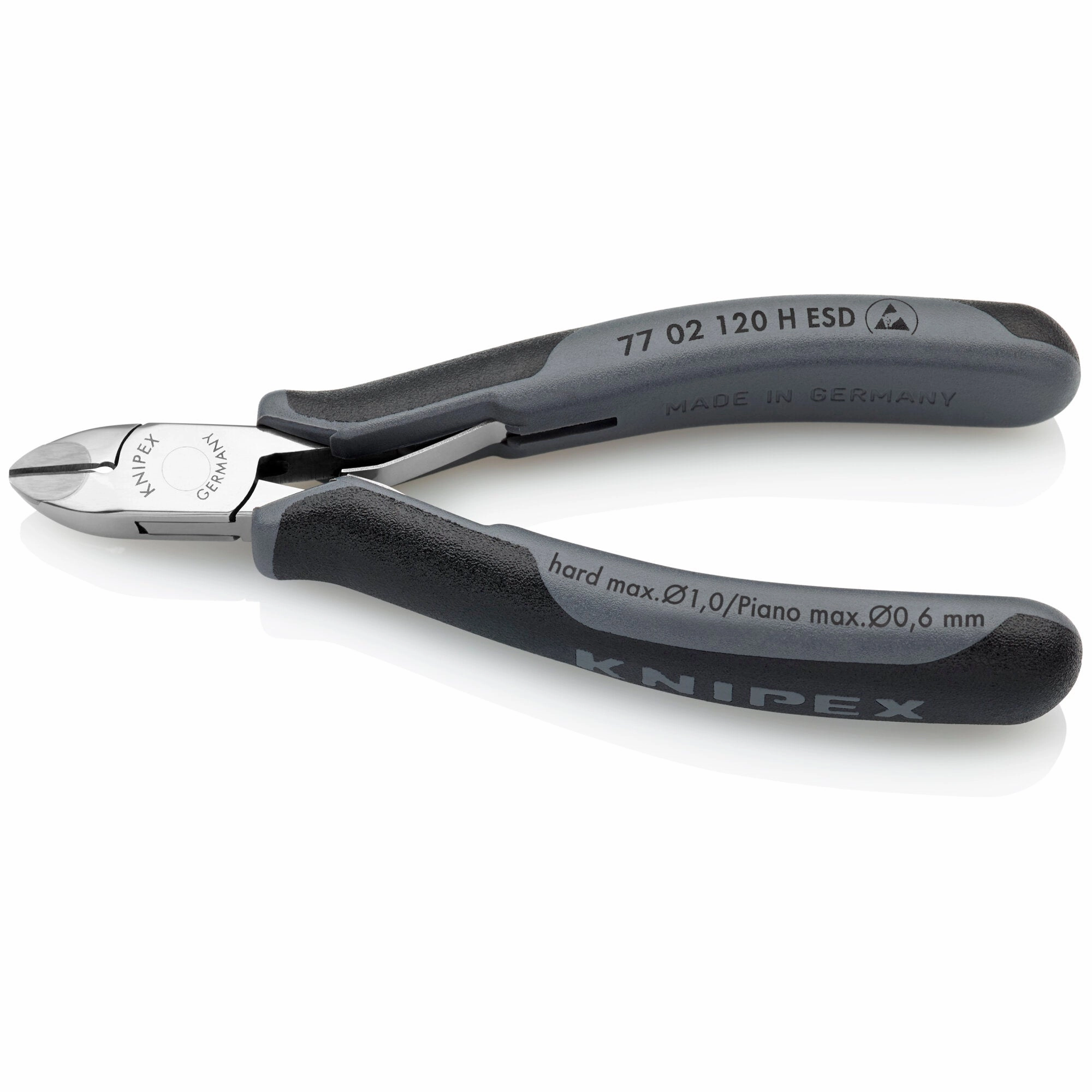 Knipex 77 02 120 H ESD 4 3/4" Electronics Diagonal Cutters-Carbide Metal Cutting Edges-ESD Handles