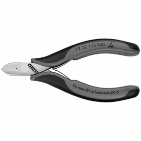 Knipex 77 12 115 ESD 4 1/2" Electronics Diagonal Cutters-ESD Handles