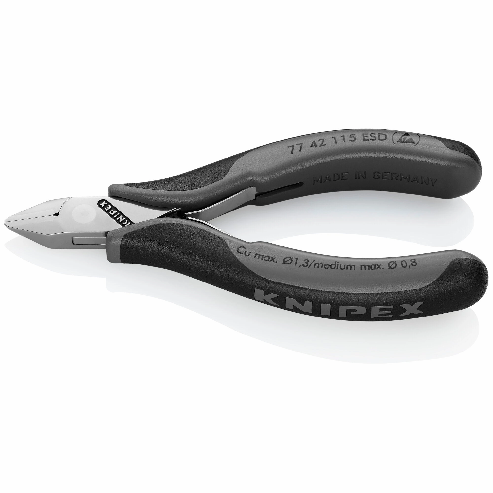 Knipex 77 42 115 ESD 4 1/2" Electronics Diagonal Cutters-ESD Handles