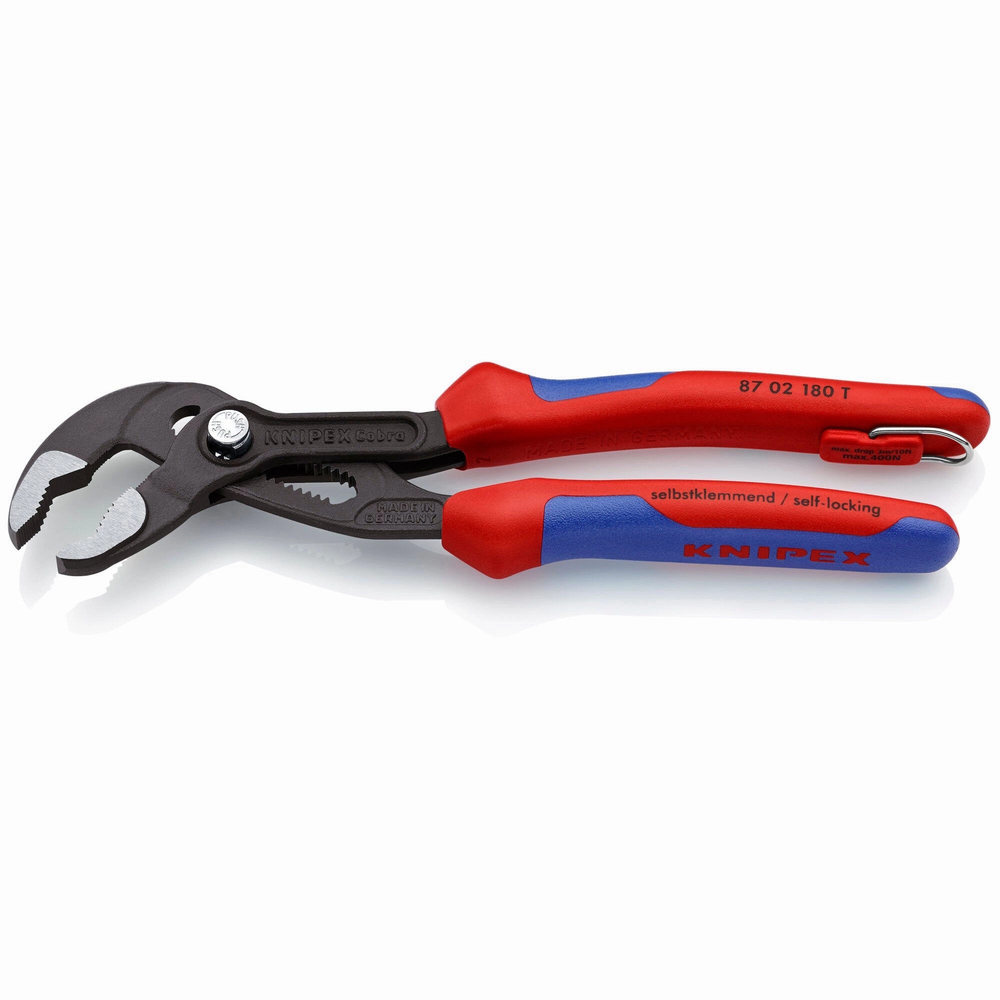 Knipex 87 02 180 T BKA 7 1/4" Cobra Water Pump Pliers-Tethered Attachment