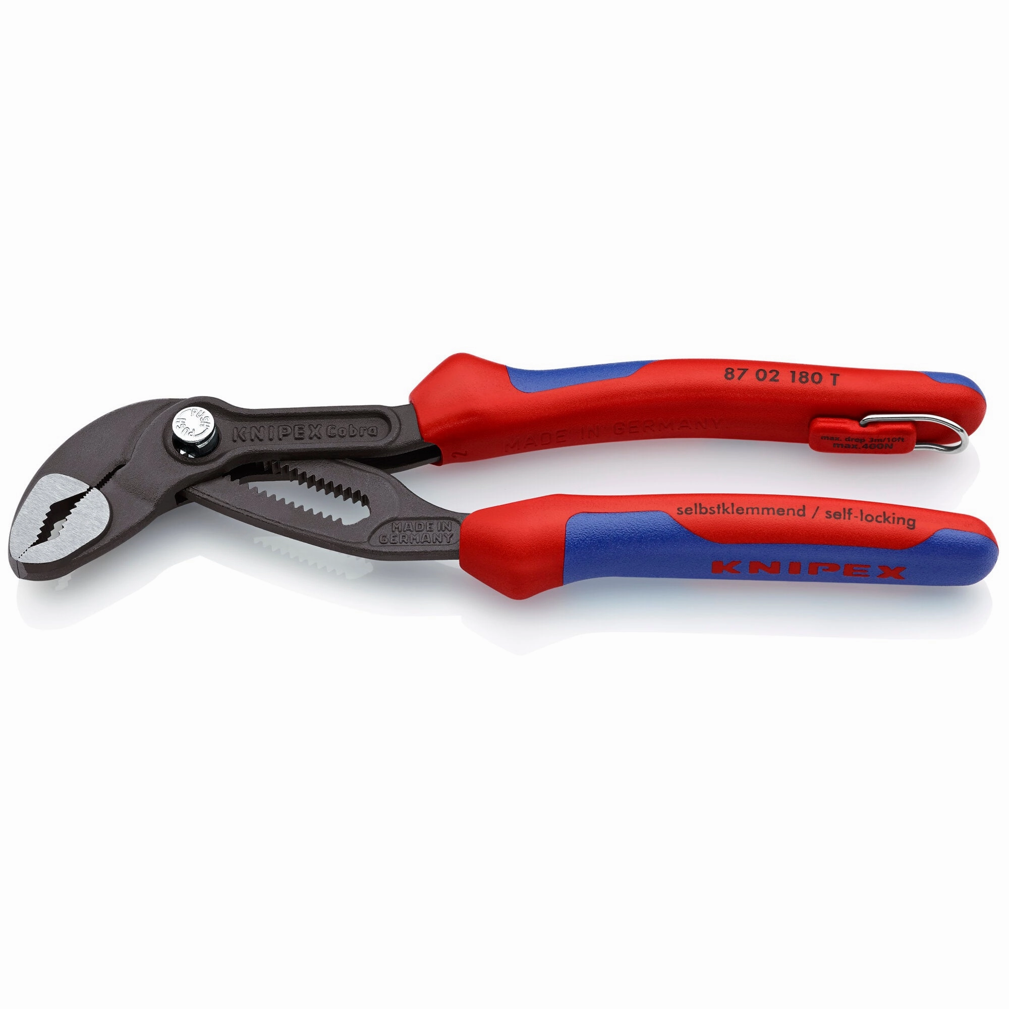 Knipex 87 02 180 T BKA 7 1/4" Cobra Water Pump Pliers-Tethered Attachment