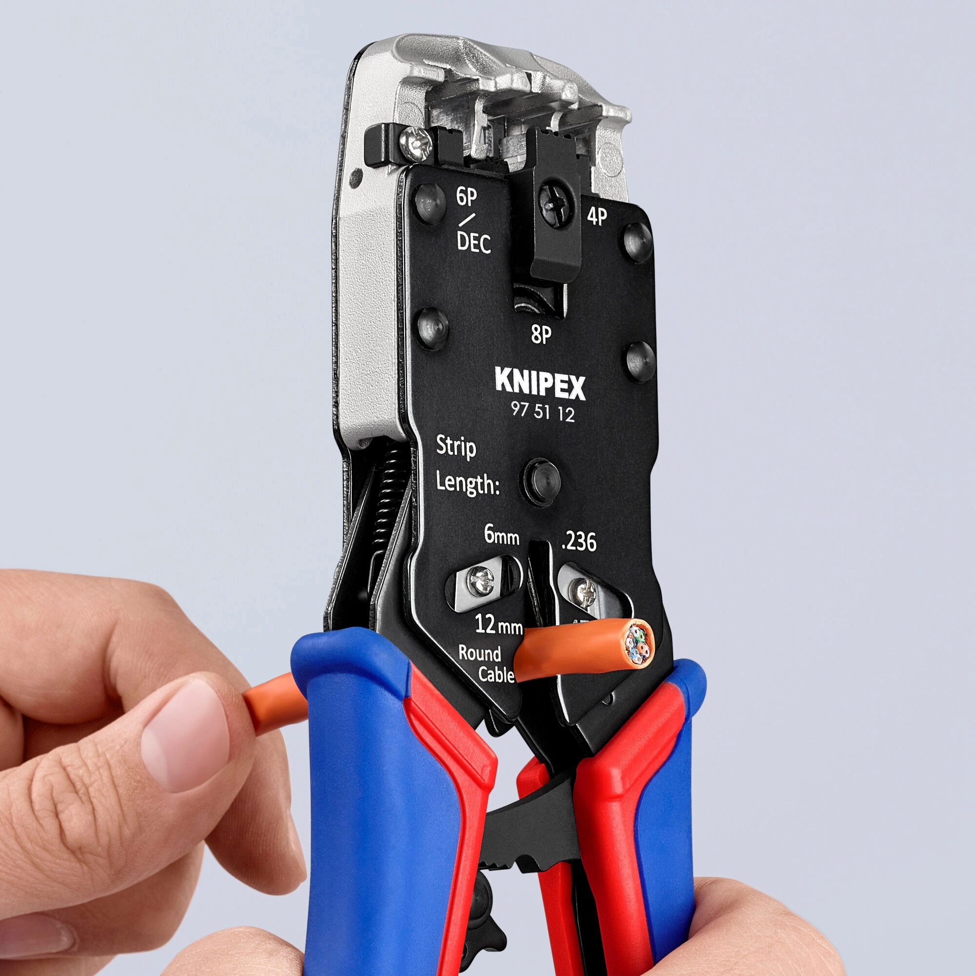 Knipex 97 51 12 8 1/4" Crimping Pliers-For 4, 6 and 8 Pole Western Plug Type
