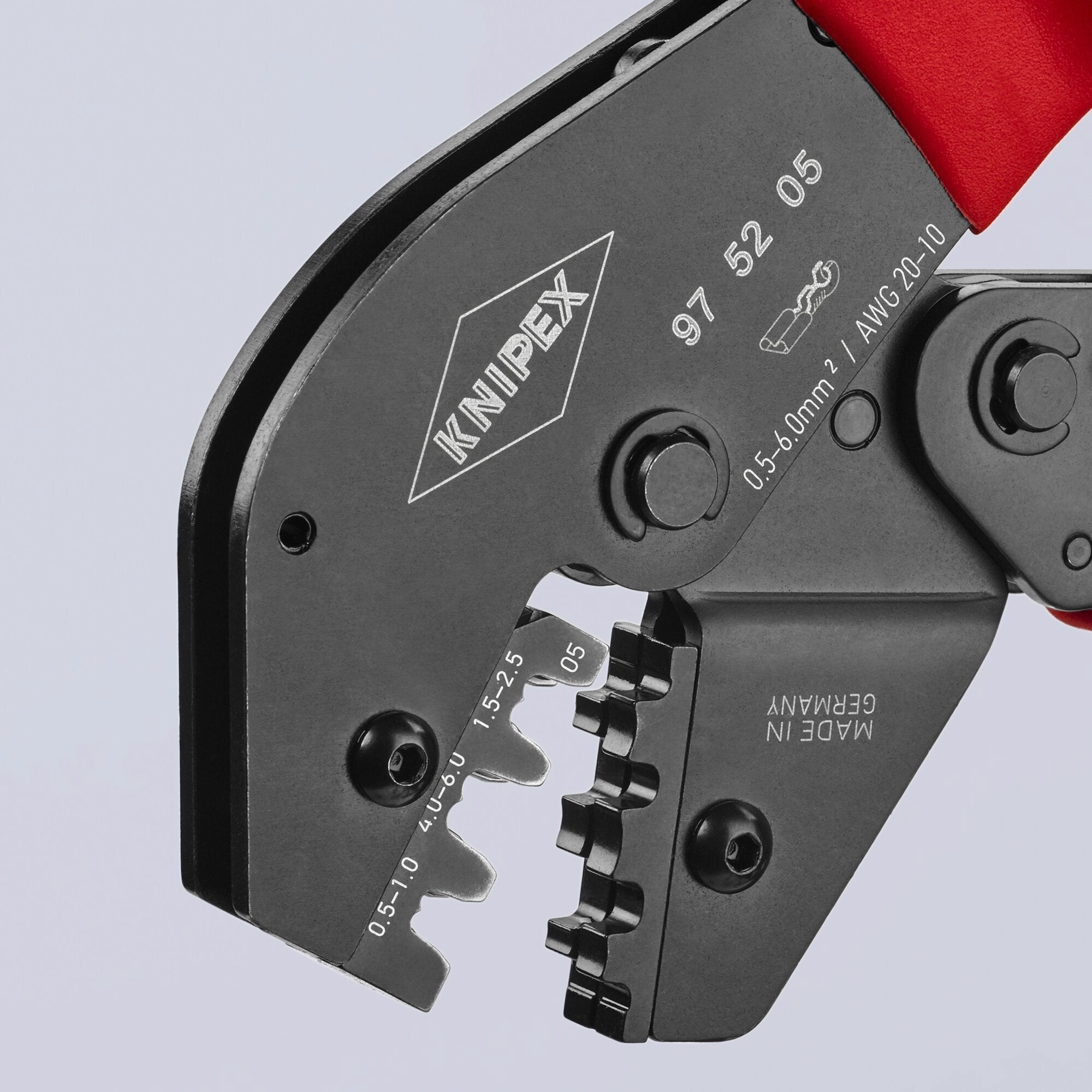 Knipex 97 52 05 10" Crimping Pliers For Non-Insulated Open Plug-Type Connectors (Plug Width 4.8 and 6.3 mm)