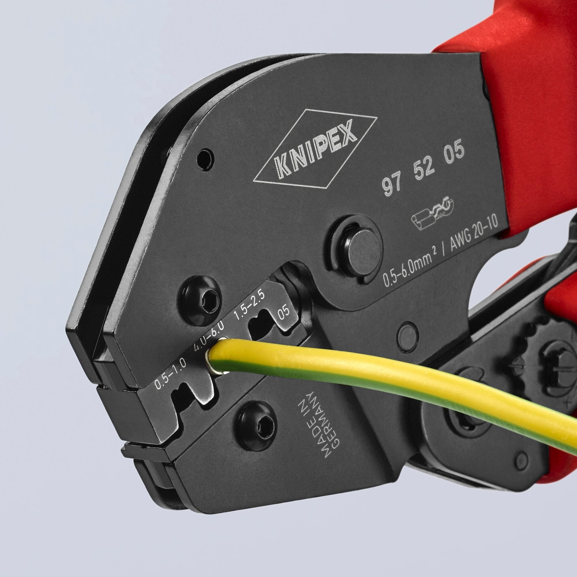 Knipex 97 52 05 10" Crimping Pliers For Non-Insulated Open Plug-Type Connectors (Plug Width 4.8 and 6.3 mm)