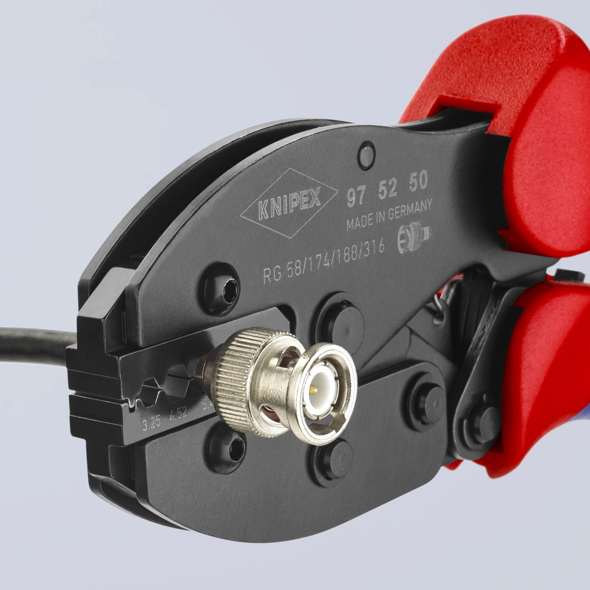 Knipex 97 52 50 8 3/4" Crimping Pliers For COAX, BNC and TNC Connectors For RG58/174/188/316