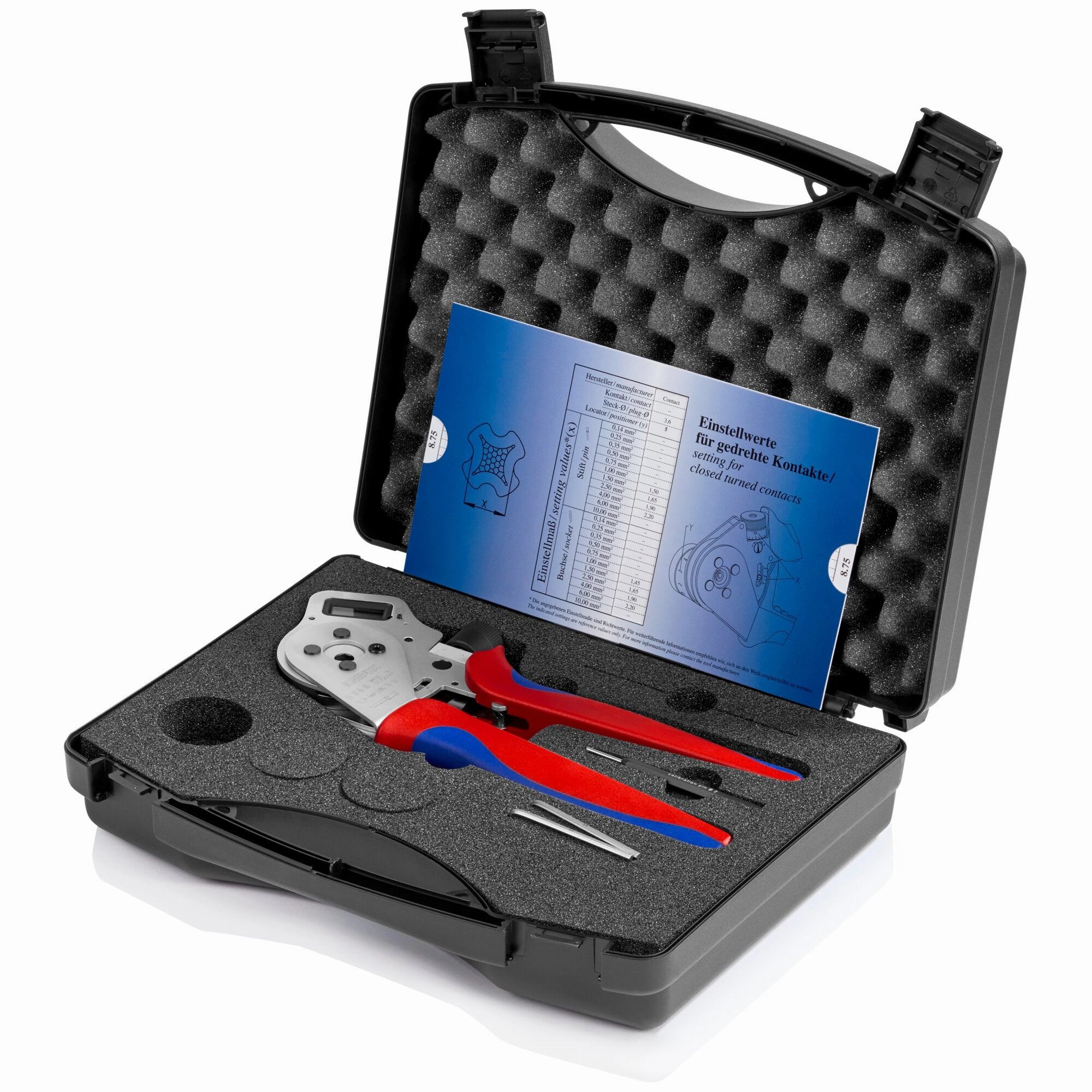 Knipex 97 52 65 DG 10 3/4" Digital Crimping Pliers - Four-Mandrel For Turned Contacts