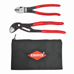 Knipex 9K 00 80 124 US 2 Pc Cobra and Diagonal Cutters Set with Keeper Pouch