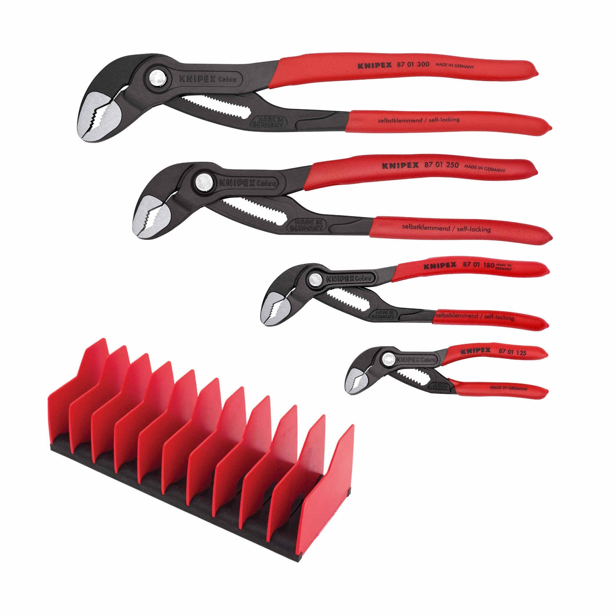 Knipex 9K 00 80 138 US 4 Pc Cobra Pliers Set with 10 Pc Tool Holder