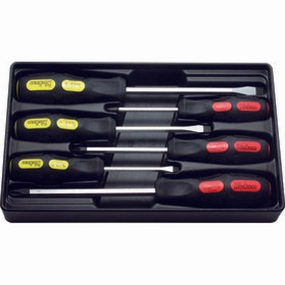 Ko-Ken PK166PS/6 Screwdriver Set PH1-2-3/SL5-6-8 ABS Tray Blade Through type 6 pieces