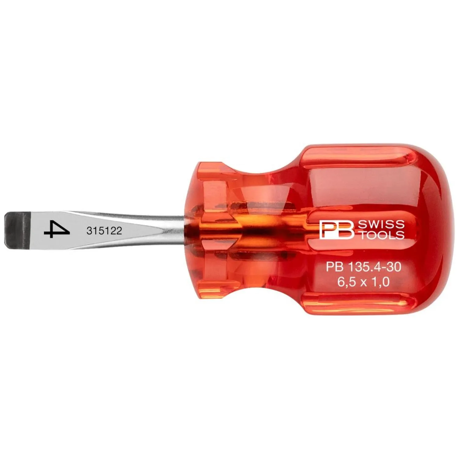 PB Swiss PB 135.4-30 Slotted Classic Stubby screwdrivers, 6.5mm x 1.0mm
