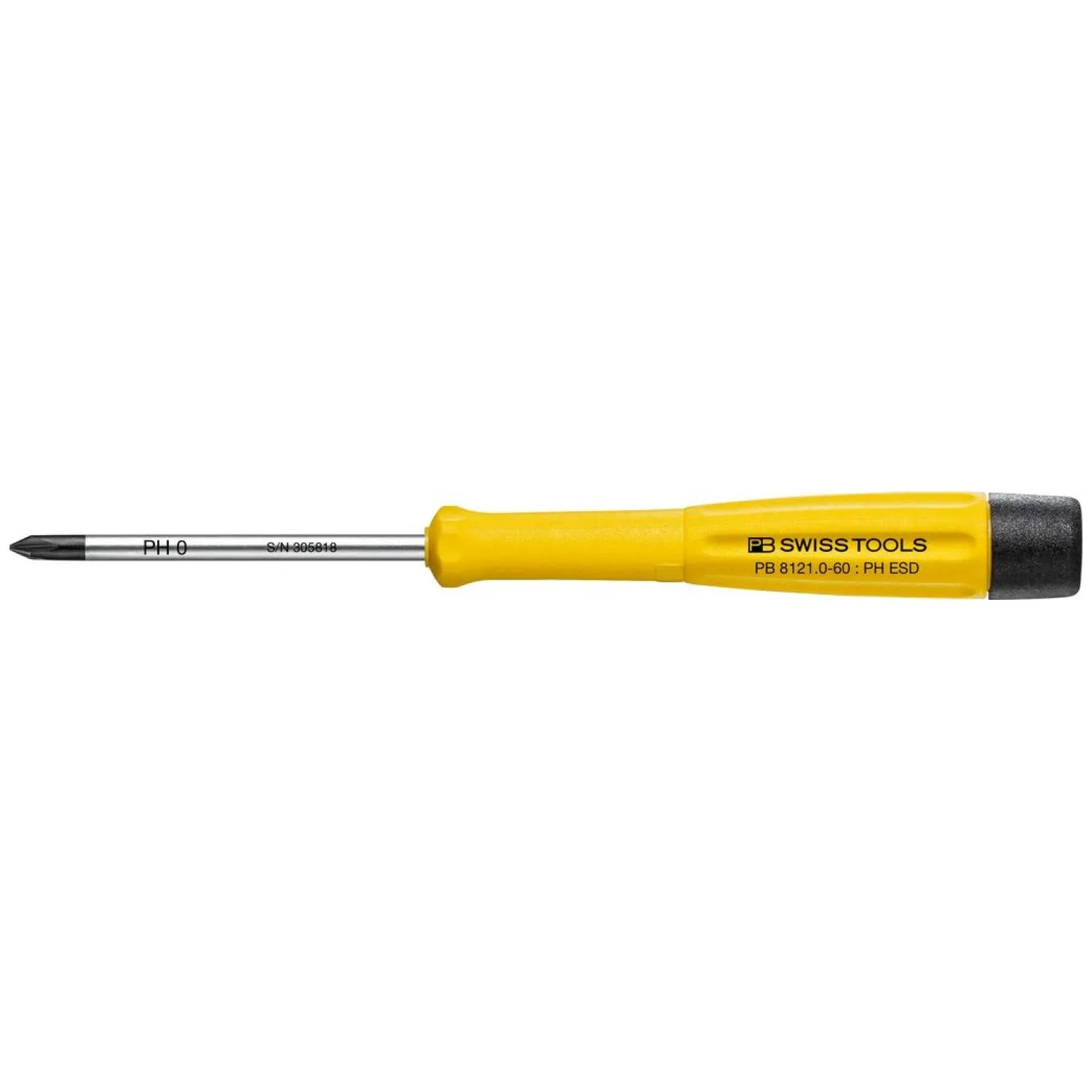PB Swiss Tools PB 8121.0-60 ESD Electronics Screwdriver, Phillips, PH0 x 60mm