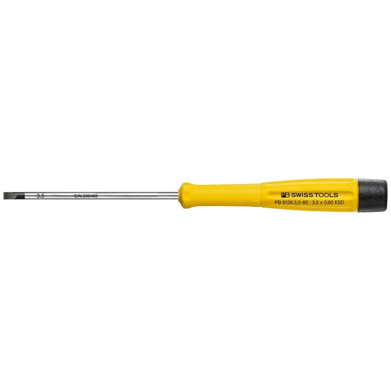 PB Swiss Tools PB 8128.3,5-80 ESD Electronic Screwdriver, Slotted, 3.5mm x 80mm