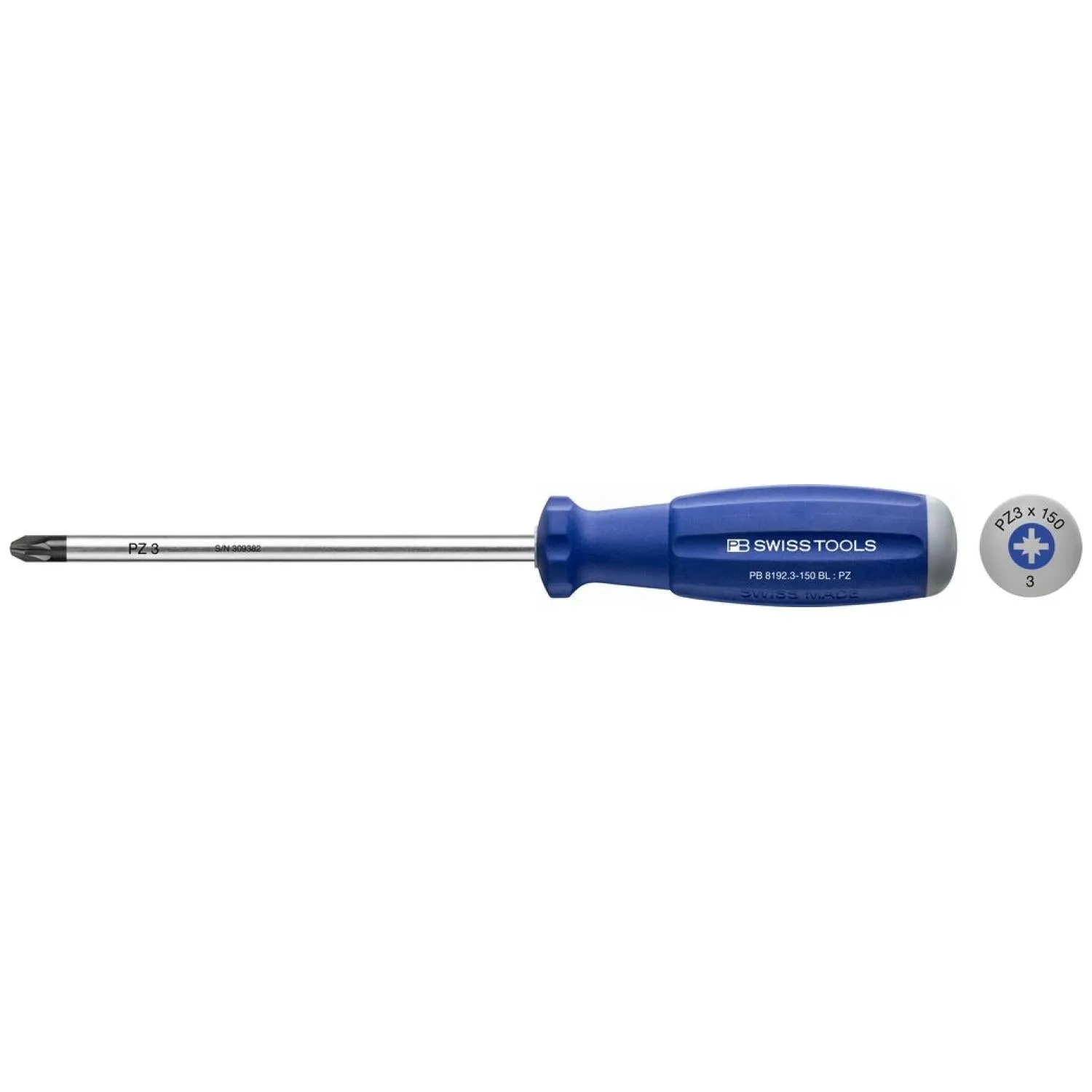PB Swiss Tools PB 8192.3-150 BL Pozidriv SwissGrip Screwdrivers, PZ3 x 150mm