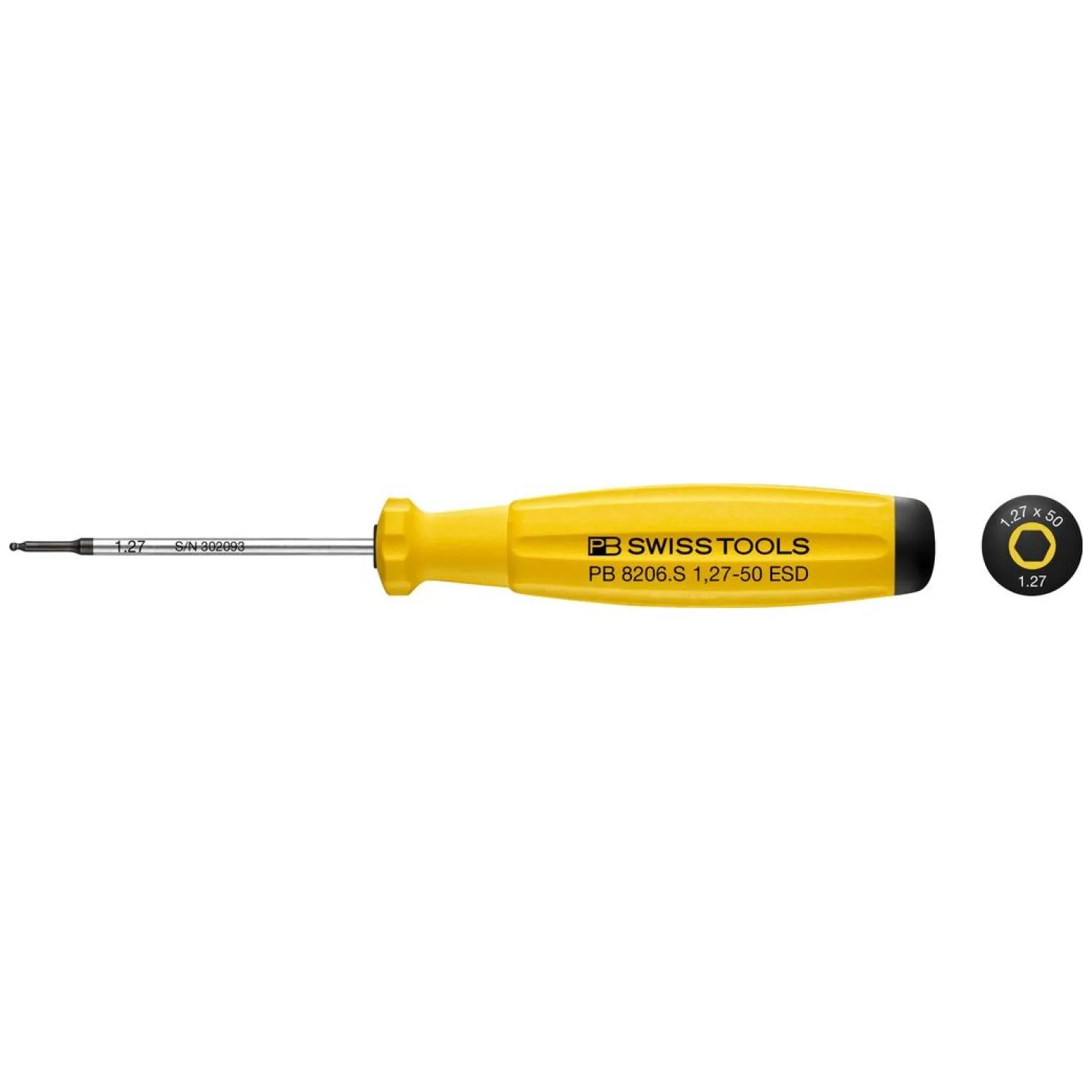 PB Swiss Tools PB 8206.S 1,27-50ESD SwissGrip ESD Screwdriver Hex With Ball End 1.27 mm