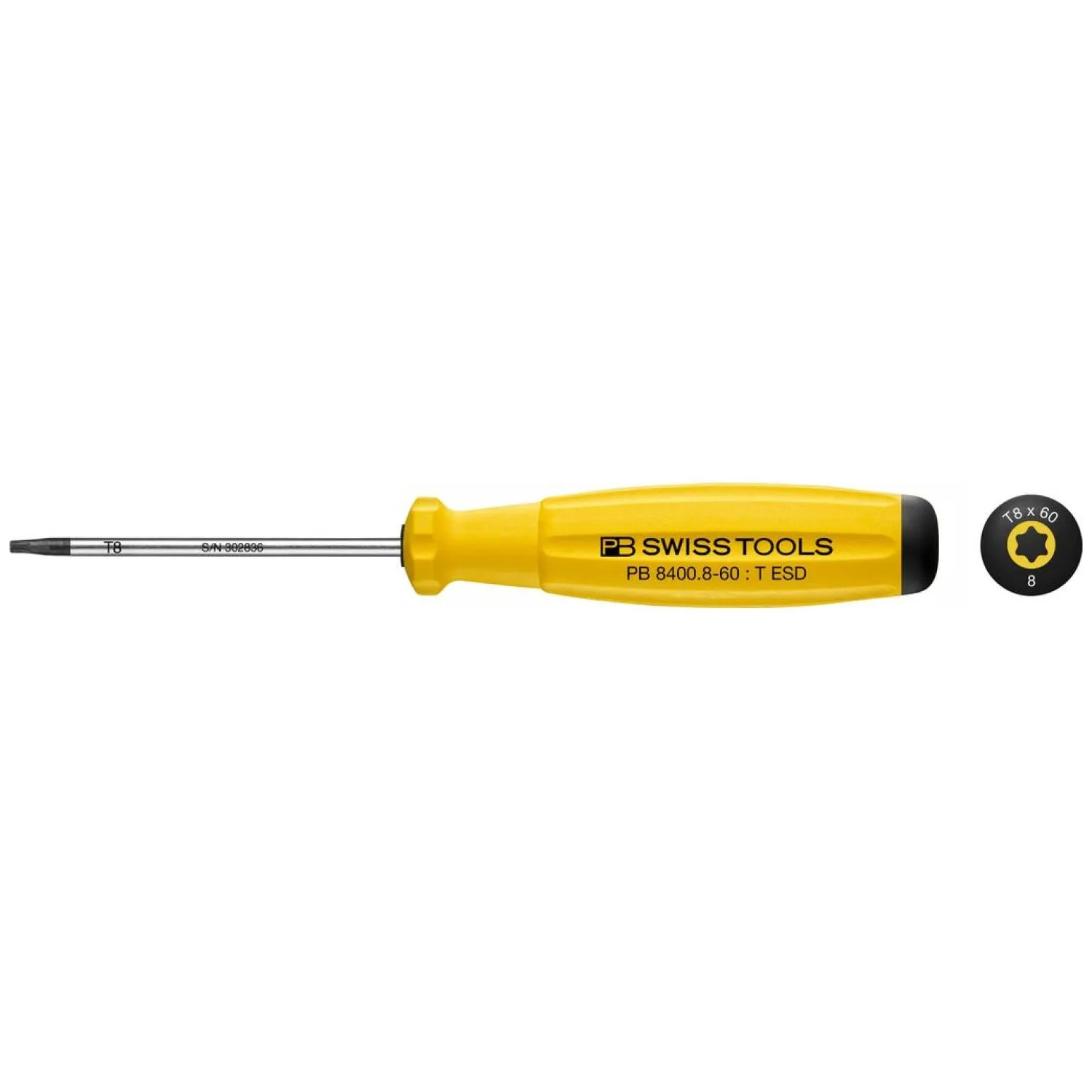 PB Swiss Tools PB 8400.8-60 ESD SwissGrip Screwdriver TORX  ESD - TX8