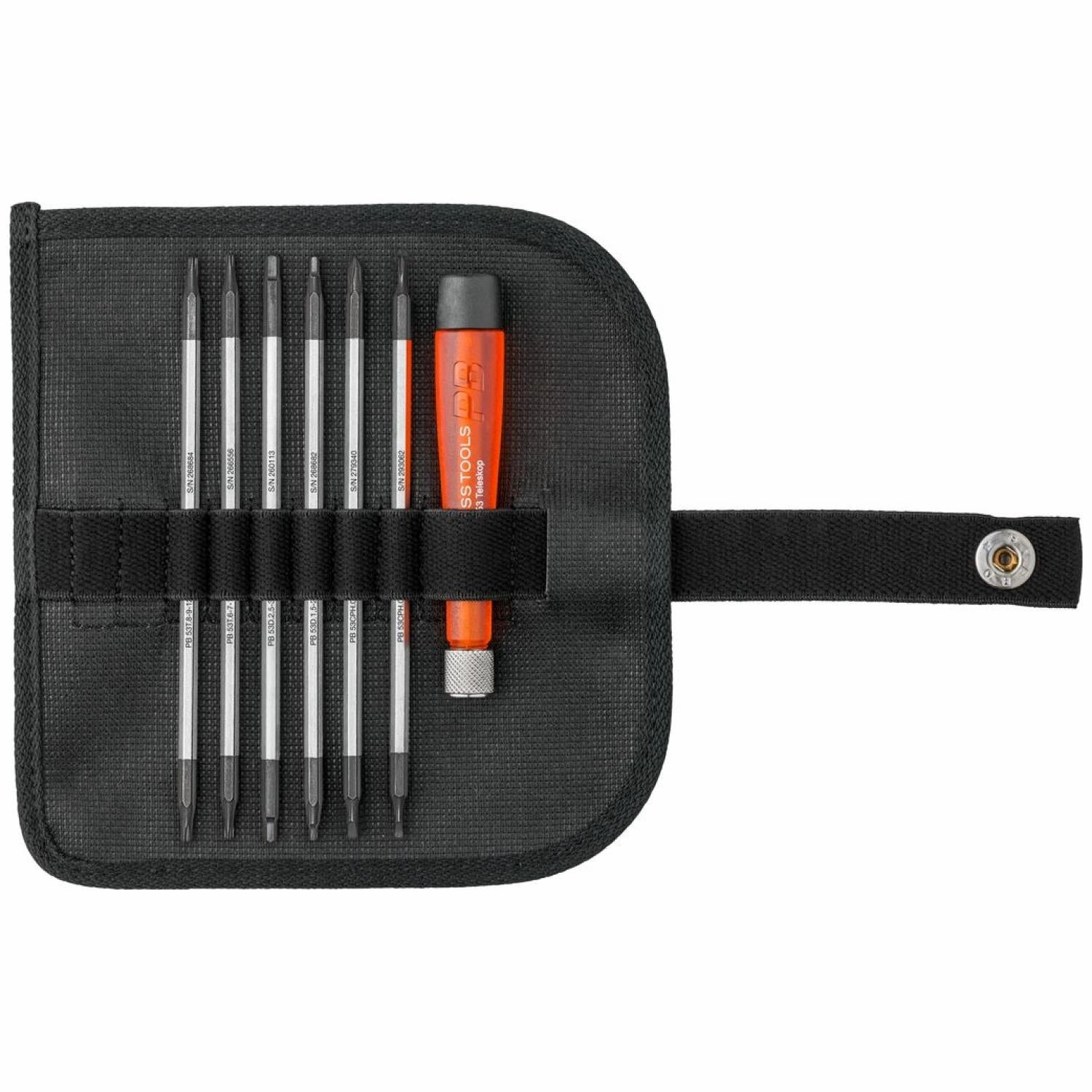 PB Swiss PB 513 Screwdrivers, Set with Telescopic Handle and Duplex Interchangeable Blades in a Compact Roll-Up Case
