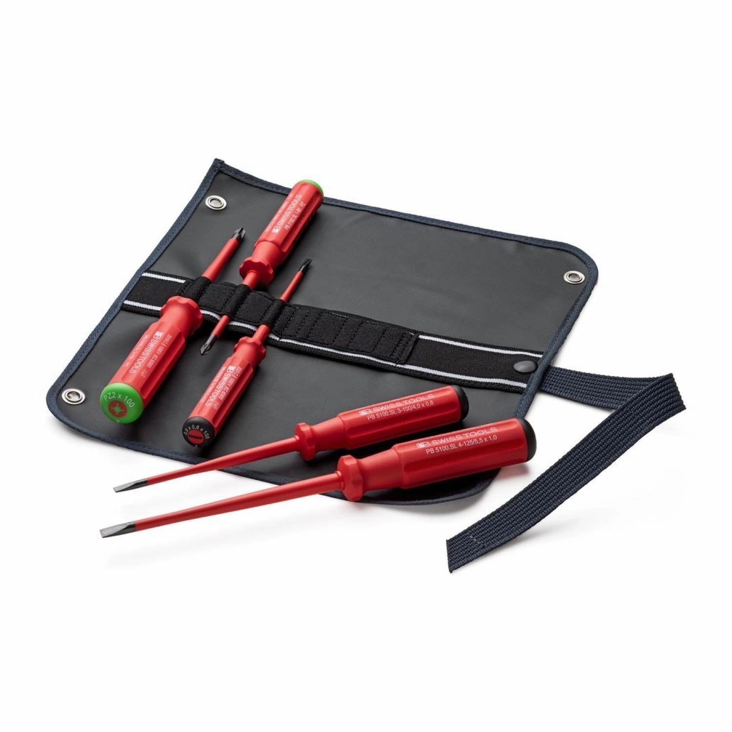 PB Swiss PB 5543.SU SL GY Screwdriver Set Slotted/PoziDriv with Classic VDE Handle 1000V Insulated 5-Pcs