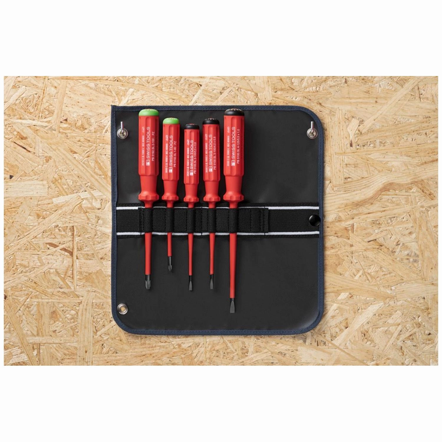 PB Swiss PB 5543.SU SL GY Screwdriver Set Slotted/PoziDriv with Classic VDE Handle 1000V Insulated 5-Pcs