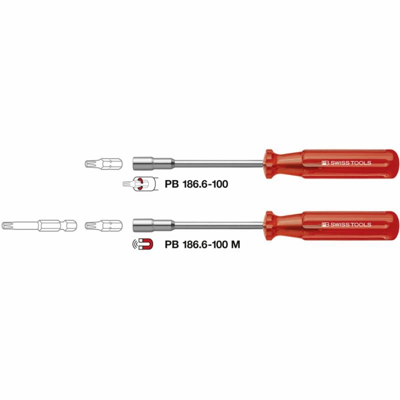 PB Swiss Tools PB 186.6-100 M Classic Universal Bit Holder, for PrecisionBits C 6.3 and/or E 6.3 (1/4)