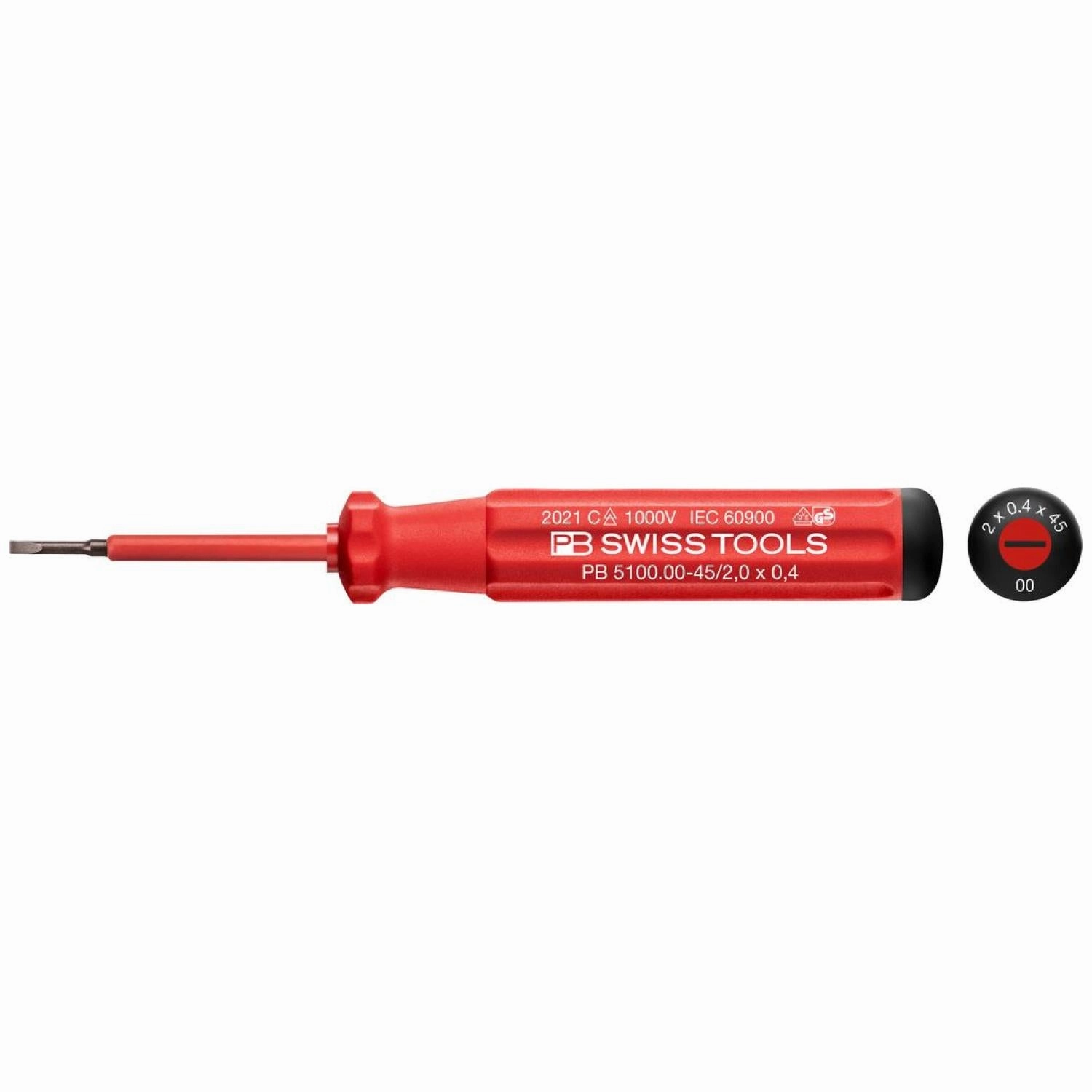 PB Swiss Tools PB 5100.00-45/2 Classic VDE Screwdriver, Slotted, Size 00