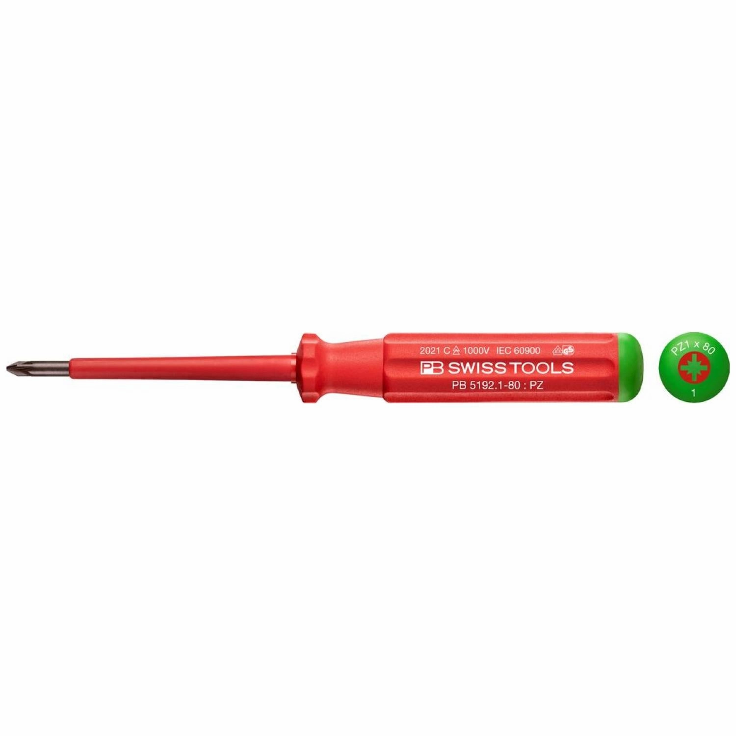 PB Swiss Tools PB 5192.1-80 Classic VDE Screwdriver Pozidriv Size PZ1