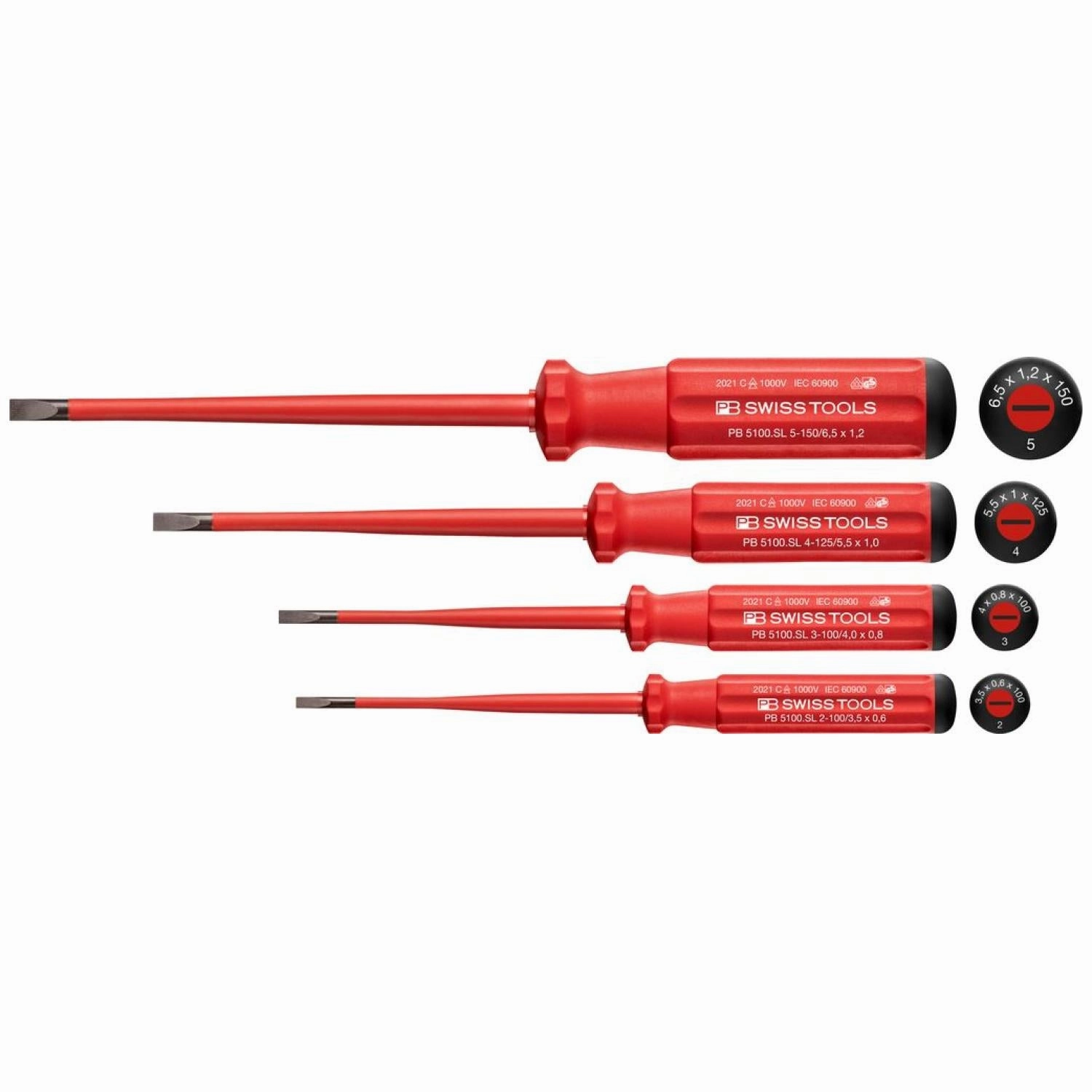 PB Swiss Tools PB 5538.SL CBB Classic VDE slim screwdriver set, fully insulated up to 1000 VAC/1500 VDC