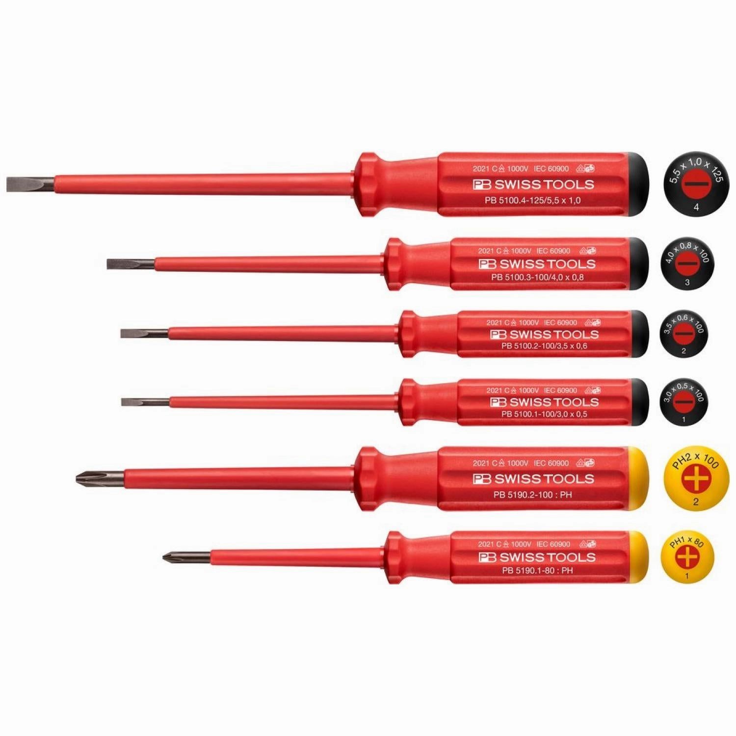 PB Swiss Tools PB 5542.CBB Classic VDE screwdriver set, fully insulated up to 1000 V AC/1500 V DC