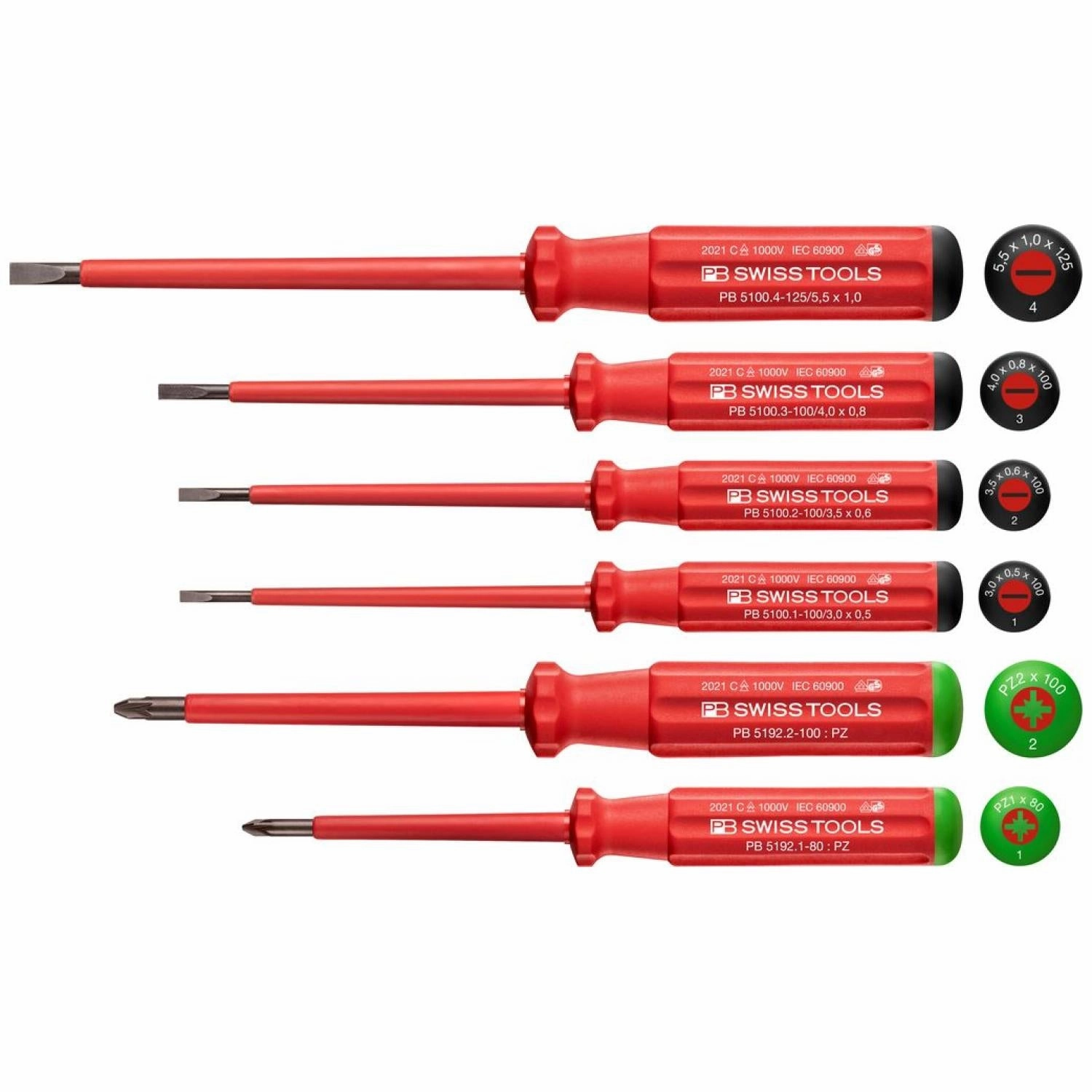 PB Swiss Tools PB 5543.CBB Classic VDE screwdriver set, fully insulated up to 1000 V AC/1500 V DC