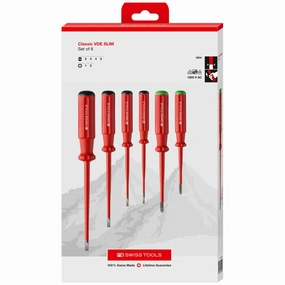 PB Swiss Tools PB 5543.SL CBB Classic VDE slim screwdriver set, fully insulated up to 1000 VAC/1500 VDC