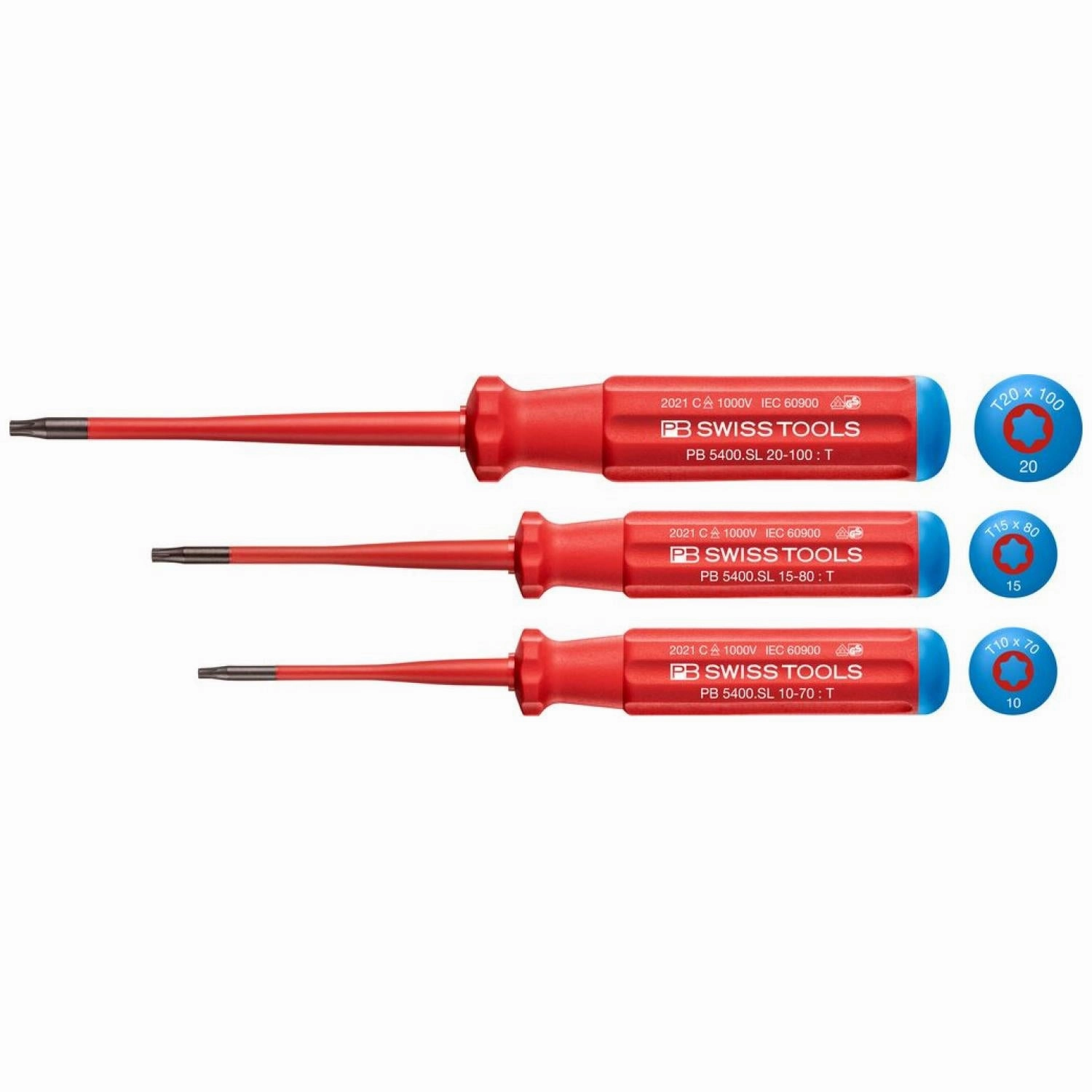 PB Swiss Tools PB 5549.SL CBB Classic VDE slim screwdriver set, fully insulated up to 1000 VAC/1500 VDC