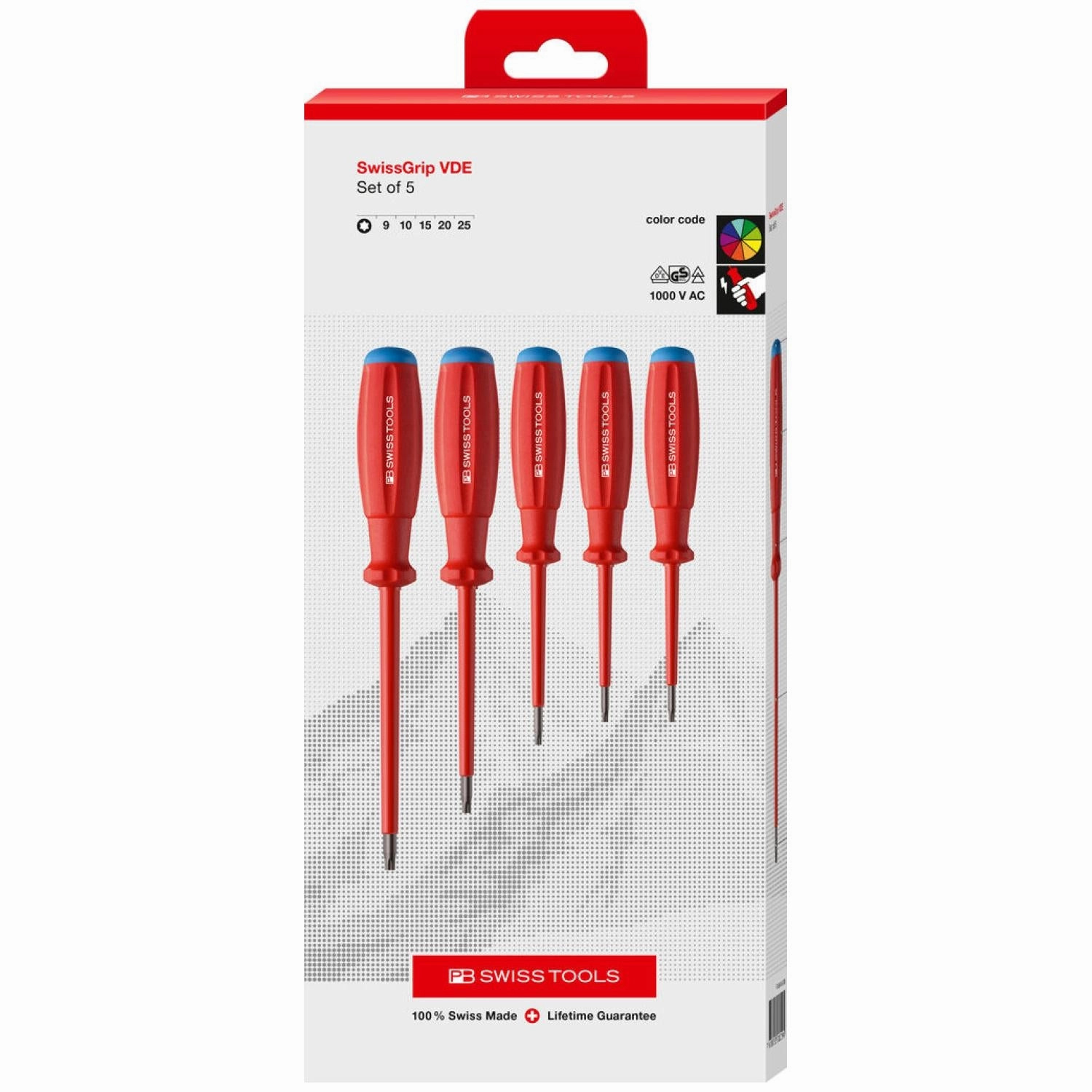 PB Swiss Tools PB 58549.CBB SwissGrip VDE screwdriver set, fully insulated up to 1000 V AC/1500 V DC