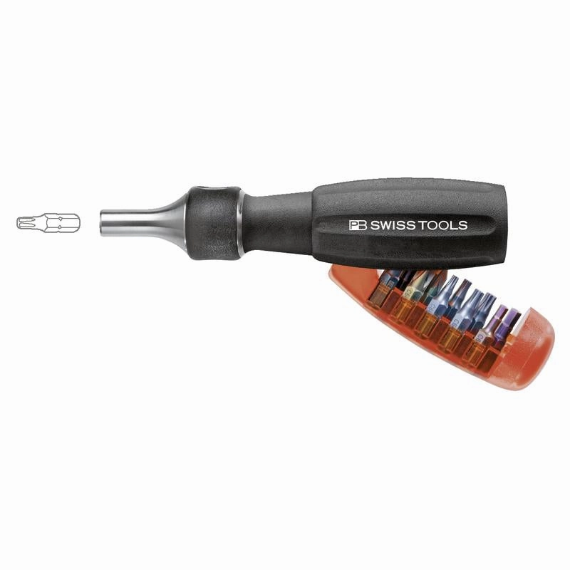 PB Swiss Tools PB 6510.R-30 Insider Pro Ratchet  ratchet handle with integrated bit magazine and 10 PrecisionBits C6