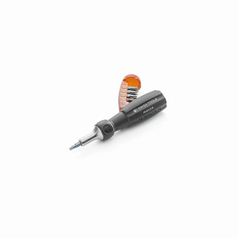 PB Swiss Tools PB 6510.R-30 Insider Pro Ratchet  ratchet handle with integrated bit magazine and 10 PrecisionBits C6