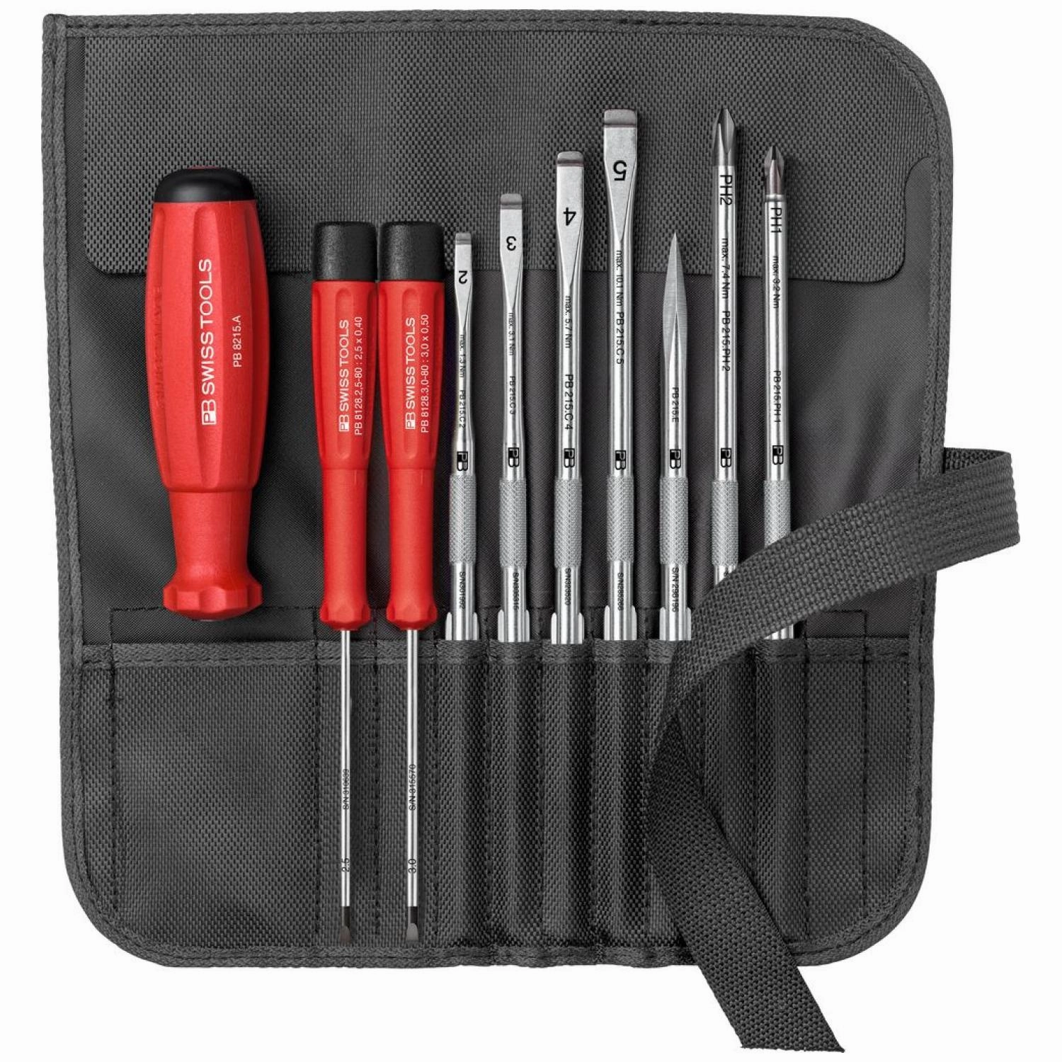 Pb Swiss Tools PB 8218.BK CBB SwissGrip screwdriver set with interchangeable blades in a compact