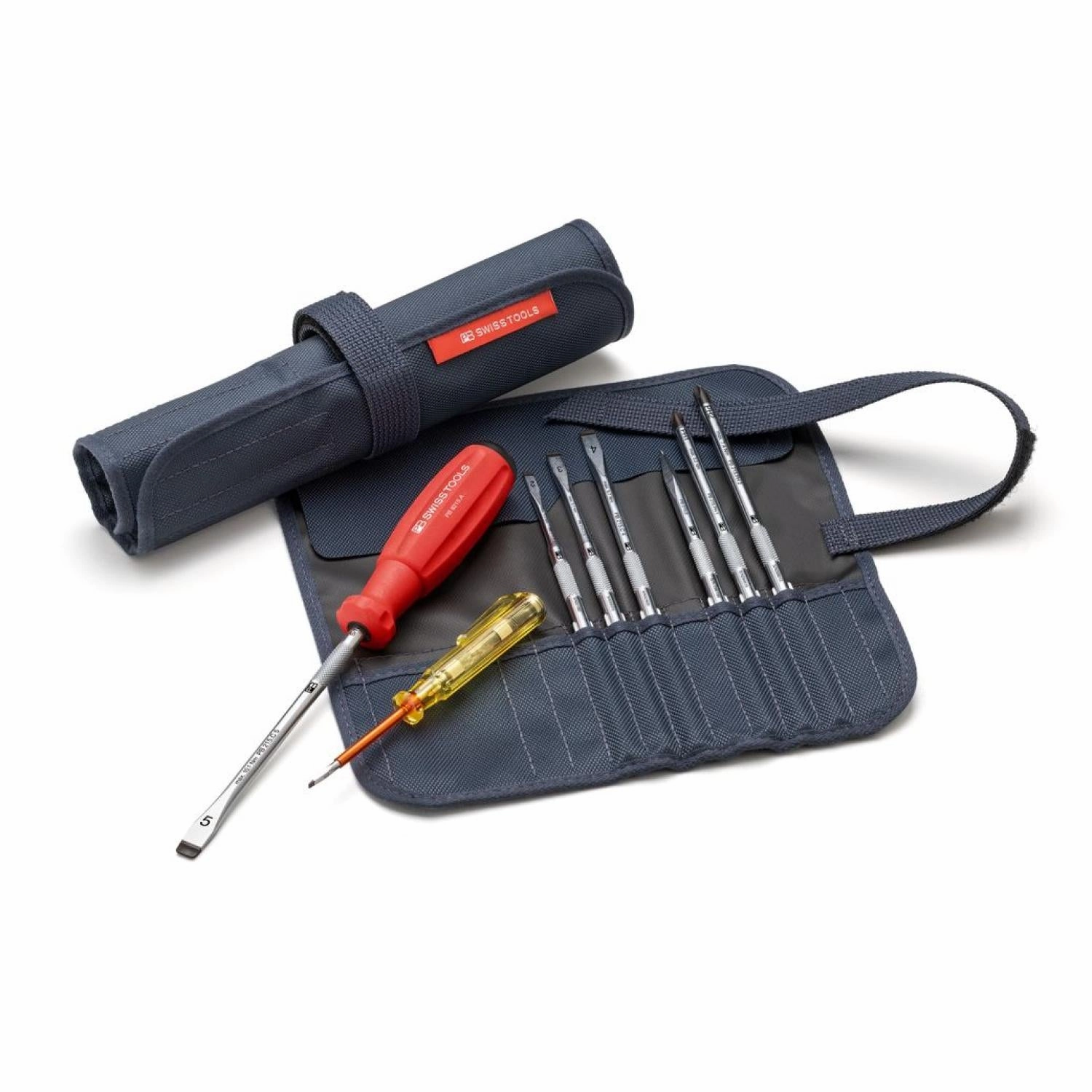 PB Swiss Tools PB 8218.GY CBB SwissGrip Screwdriver Set With Interchangeable Blades, Slotted, Phillips, 10 Piece
