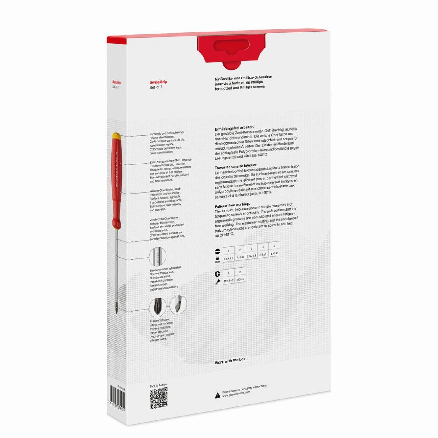 PB Swiss Tools PB 8250.CBB SwissGrip screwdriver set in a high-quality paperboard box