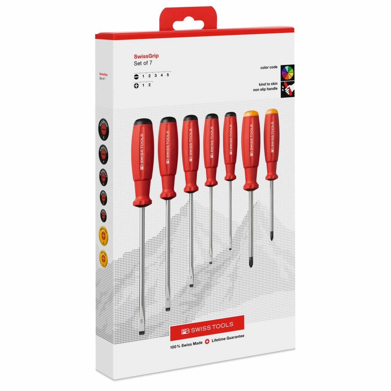 PB Swiss Tools PB 8250.CBB SwissGrip screwdriver set in a high-quality paperboard box