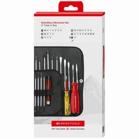 PB Swiss Tools PB 8515.CBB SwissGrip Screwdriver Set, Set, Slotted, Phillips, Pozidriv, TORX, Hex , 31 pcs