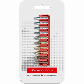 PB Swiss Tools PB C6.702 CN PrecisionBit, Shape C 6.3 (1/4), Set With a Handy BitBlock, 10 Pieces