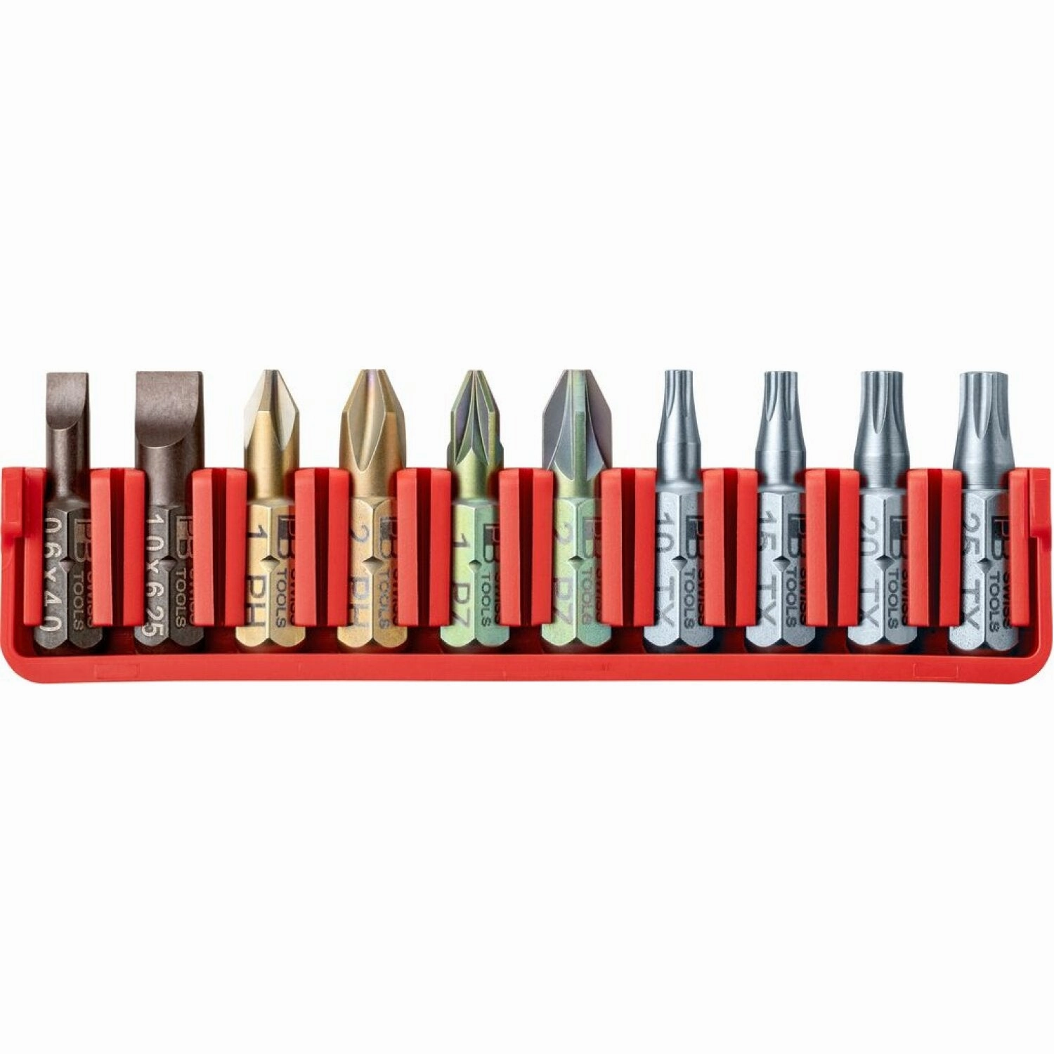 PB Swiss Tools PB C6.702 CN PrecisionBit, Shape C 6.3 (1/4), Set With a Handy BitBlock, 10 Pieces