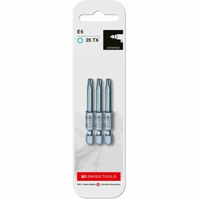 PB Swiss Tools PB E6.400/25 CN3 PrecisionBit, Design E 6.3 TORX , Size 25 , 3 Piece - 1/4 Inch
